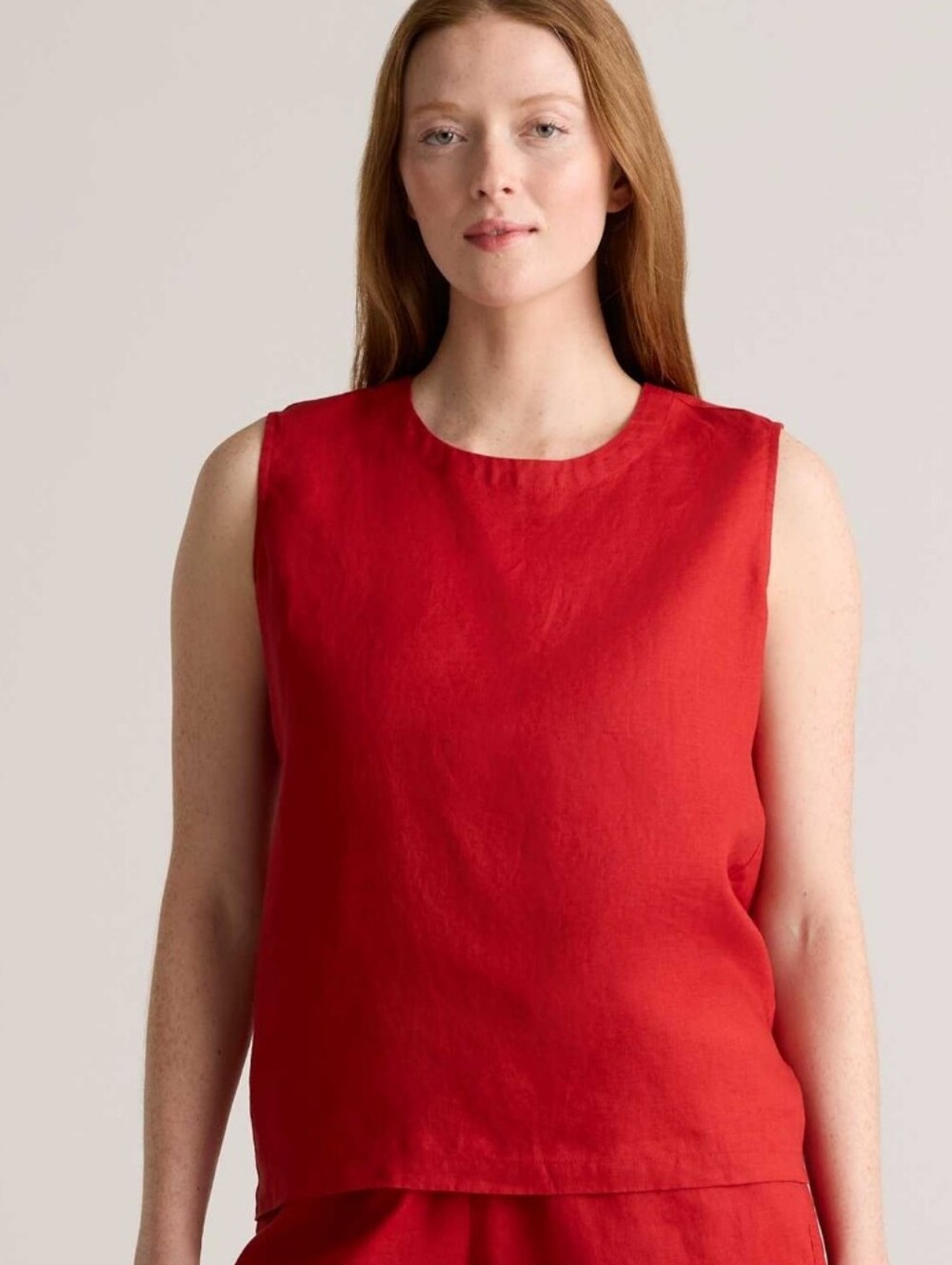 Quince 100% European Linen Tank In Chile Burnt Orange Size Medium